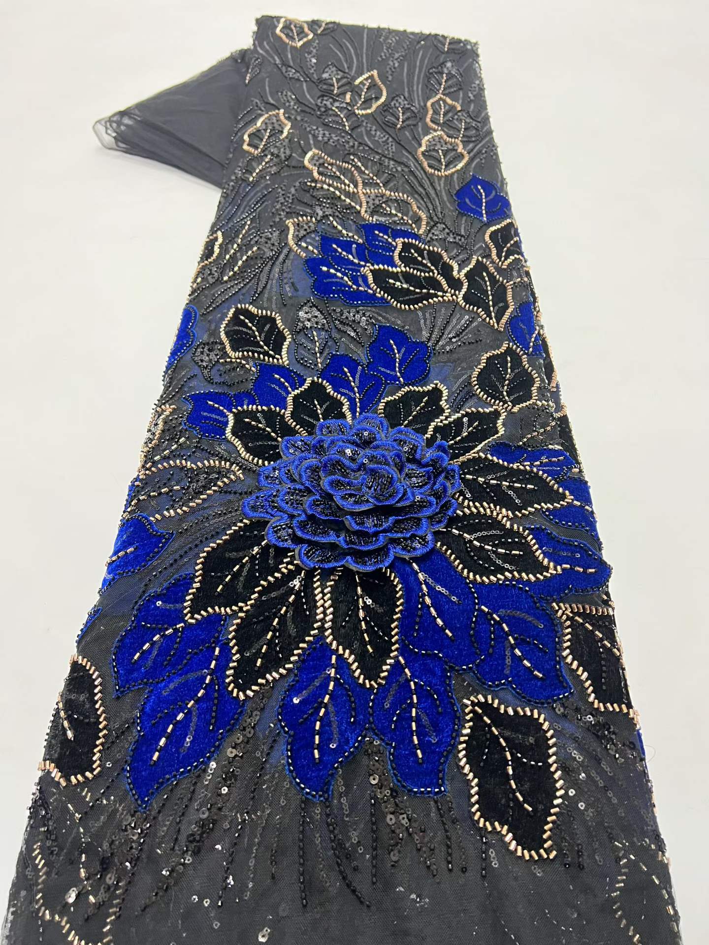 Sewing Velvet Fabric - قماش دانتيل أفريقي فاخر مزين بالخرز