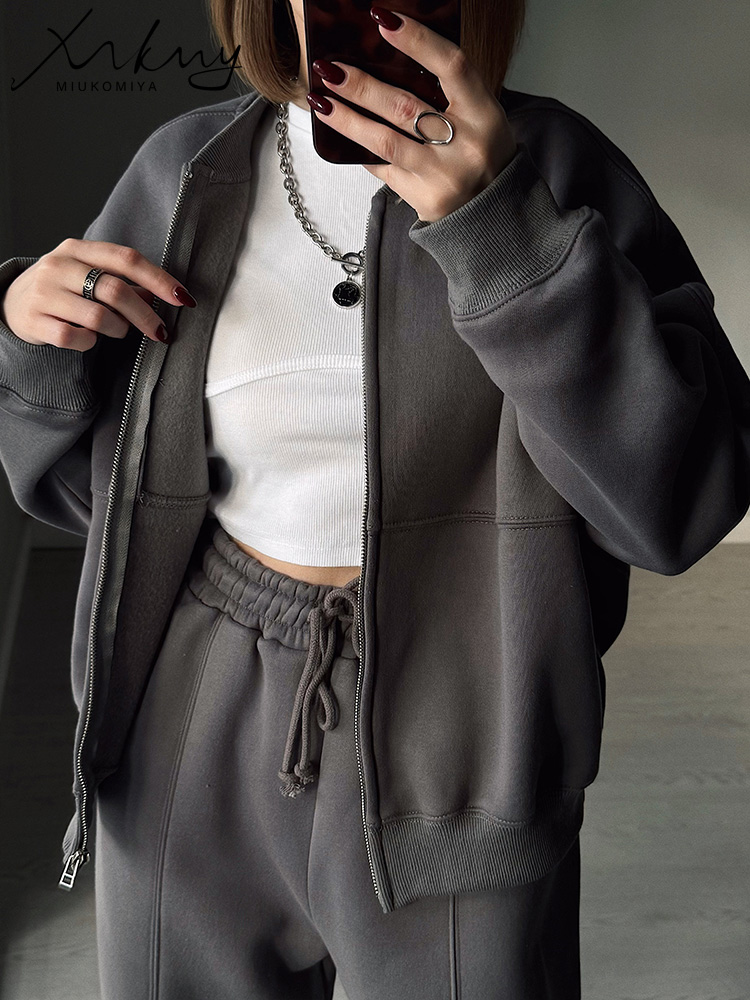 Sewing Velvet Fabric - بدلة دافئة للنساء Sweatpants مجموعات الشتاء