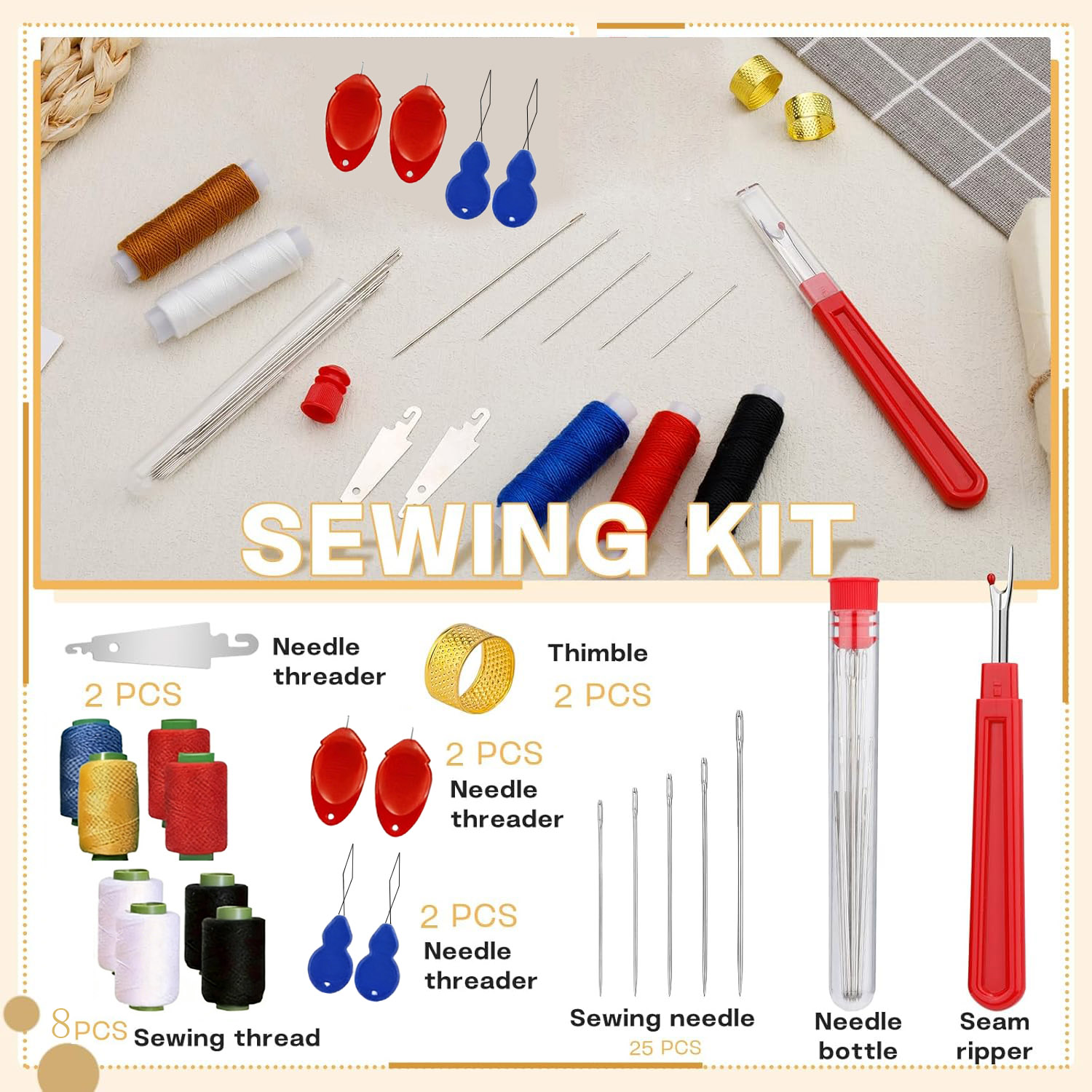 Sewing Kit - طقم إبر خياطة كبيرة العين 43