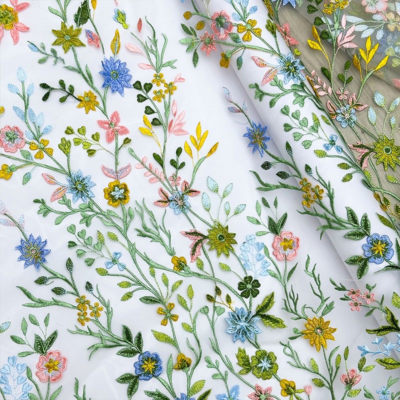 قماش دانتيل شبكي مطرز بنقوش ال - مراجعة Sewing Textiles وسعره
