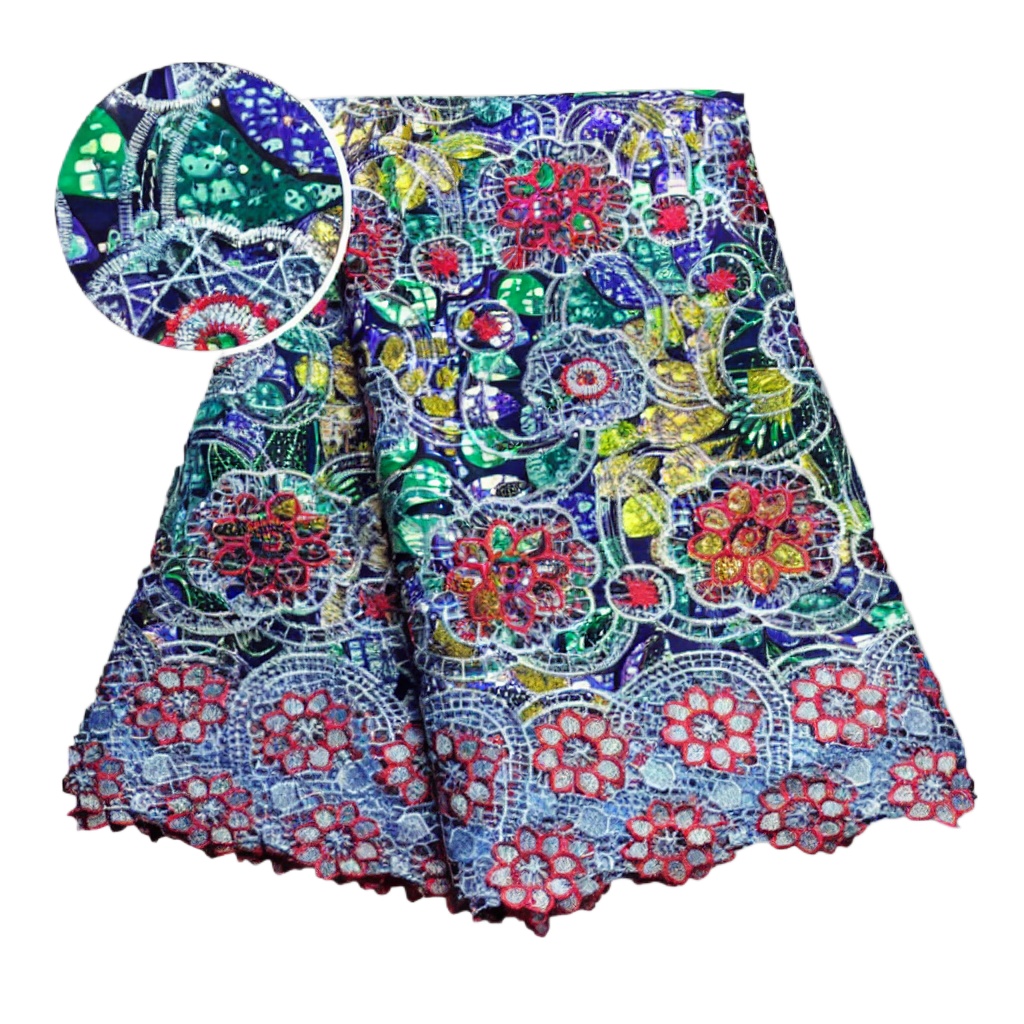 قماش دانتيل أفريقي لامع 100% ق - مراجعة Sewing Batik وسعره