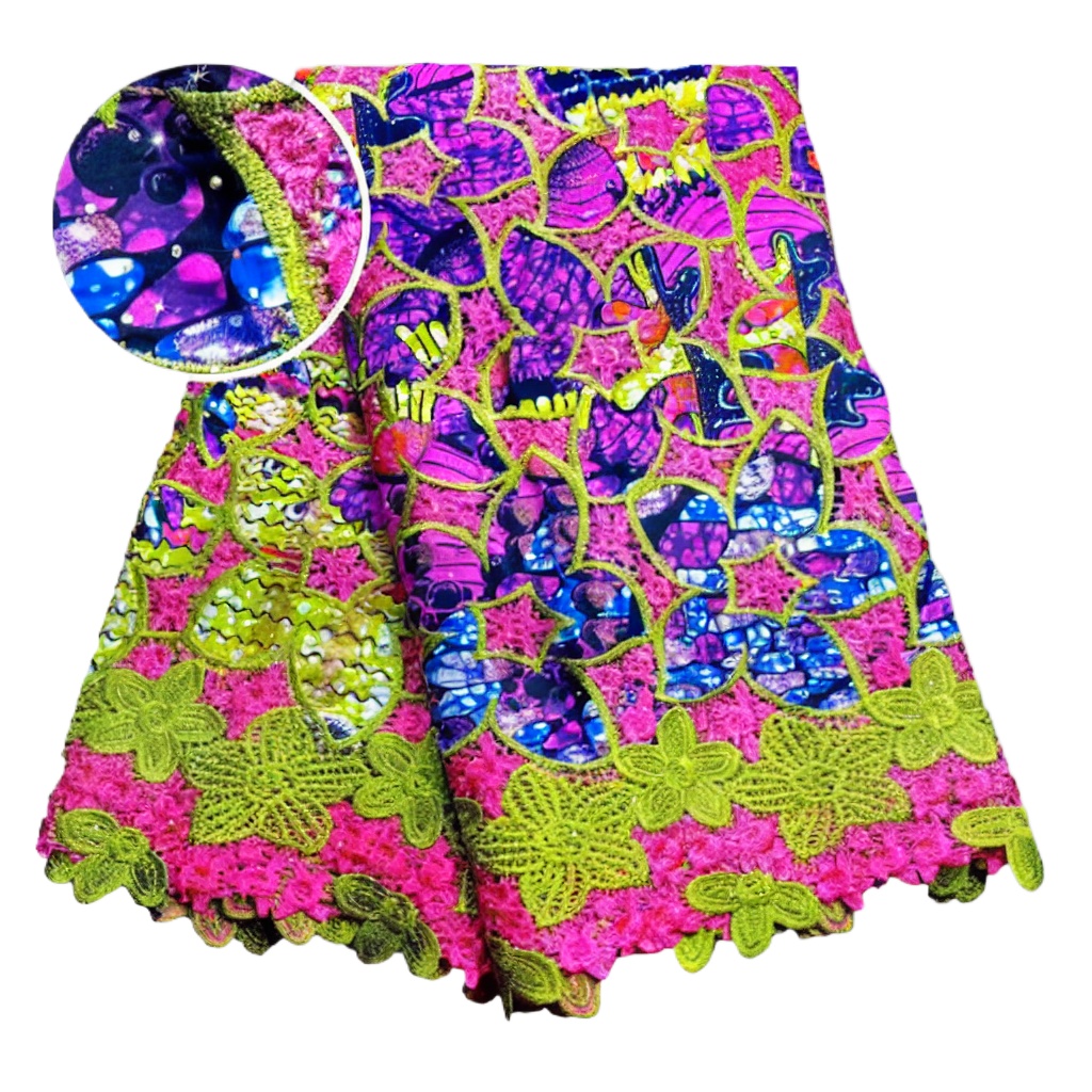 قماش دانتيل أفريقي لامع 100% ق - مراجعة Sewing Batik وسعره