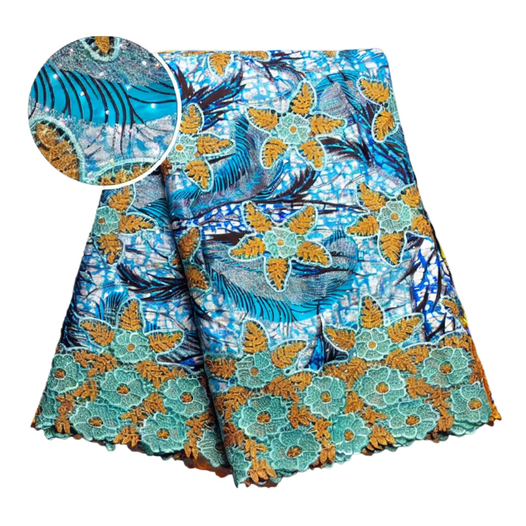 قماش دانتيل أفريقي لامع 100% ق - مراجعة Sewing Batik وسعره