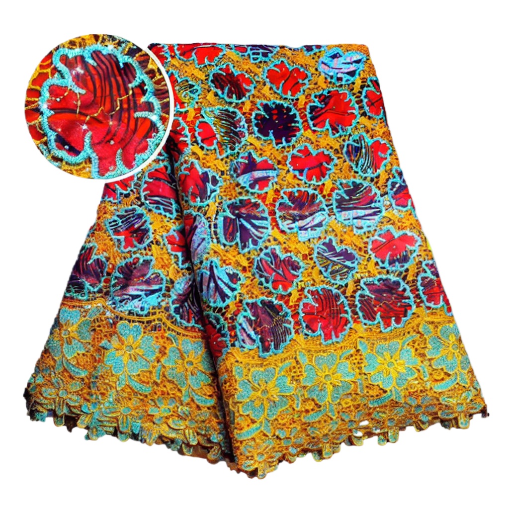 قماش دانتيل أفريقي لامع 100% ق - مراجعة Sewing Batik وسعره